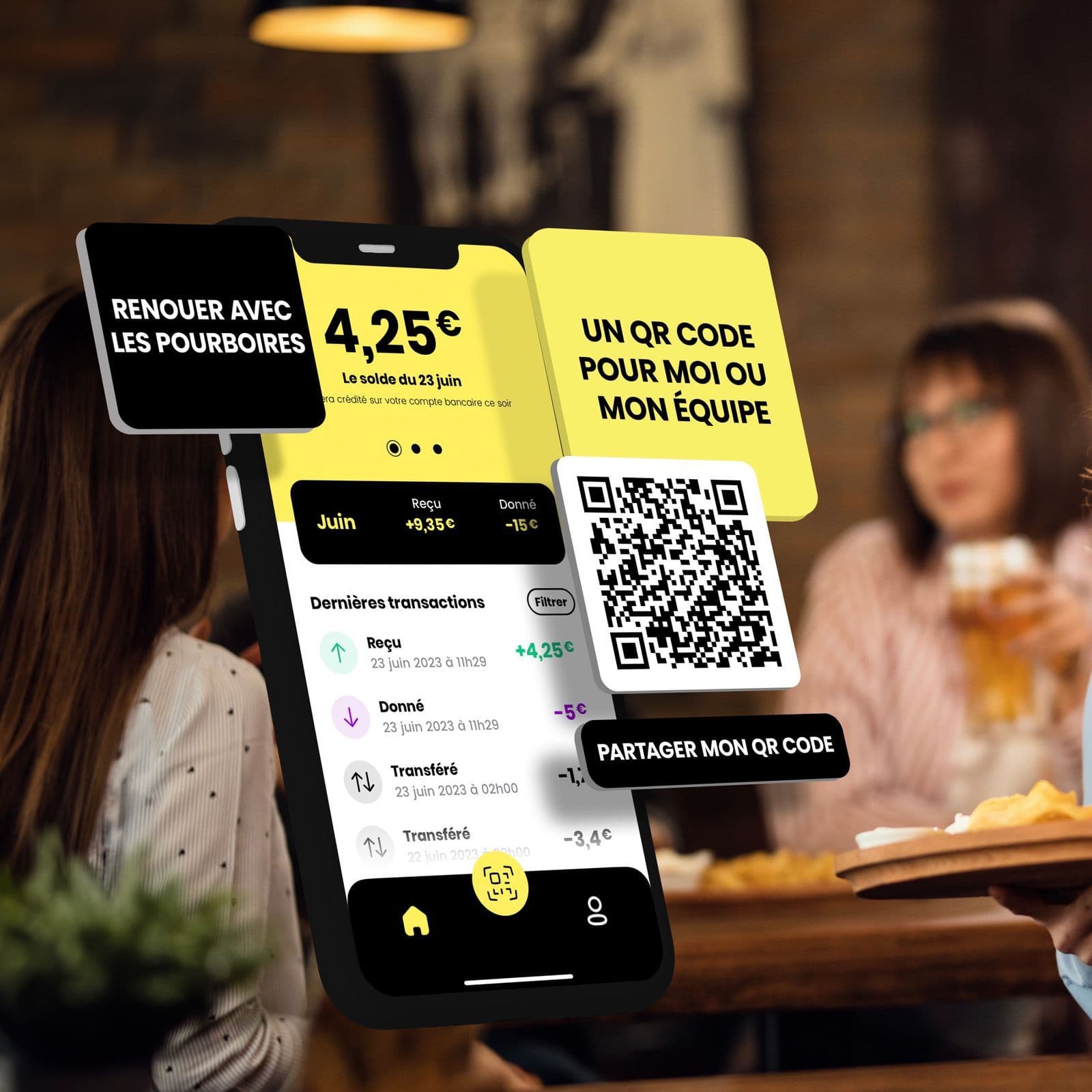 Interface de l'application onetip